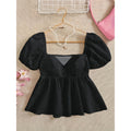 code new arrival original  women's elegance puff sleeve v neck shirt
