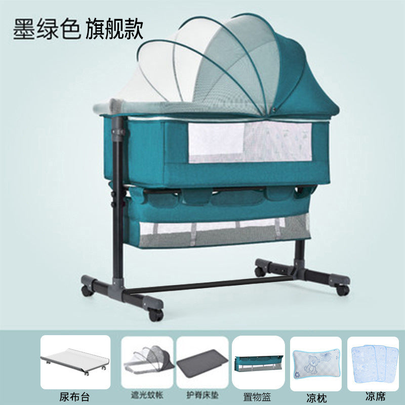 Baby crib newborn bed splicing large bed baby rocking bed bb children's bed cradle bed multifunctional movable foldable