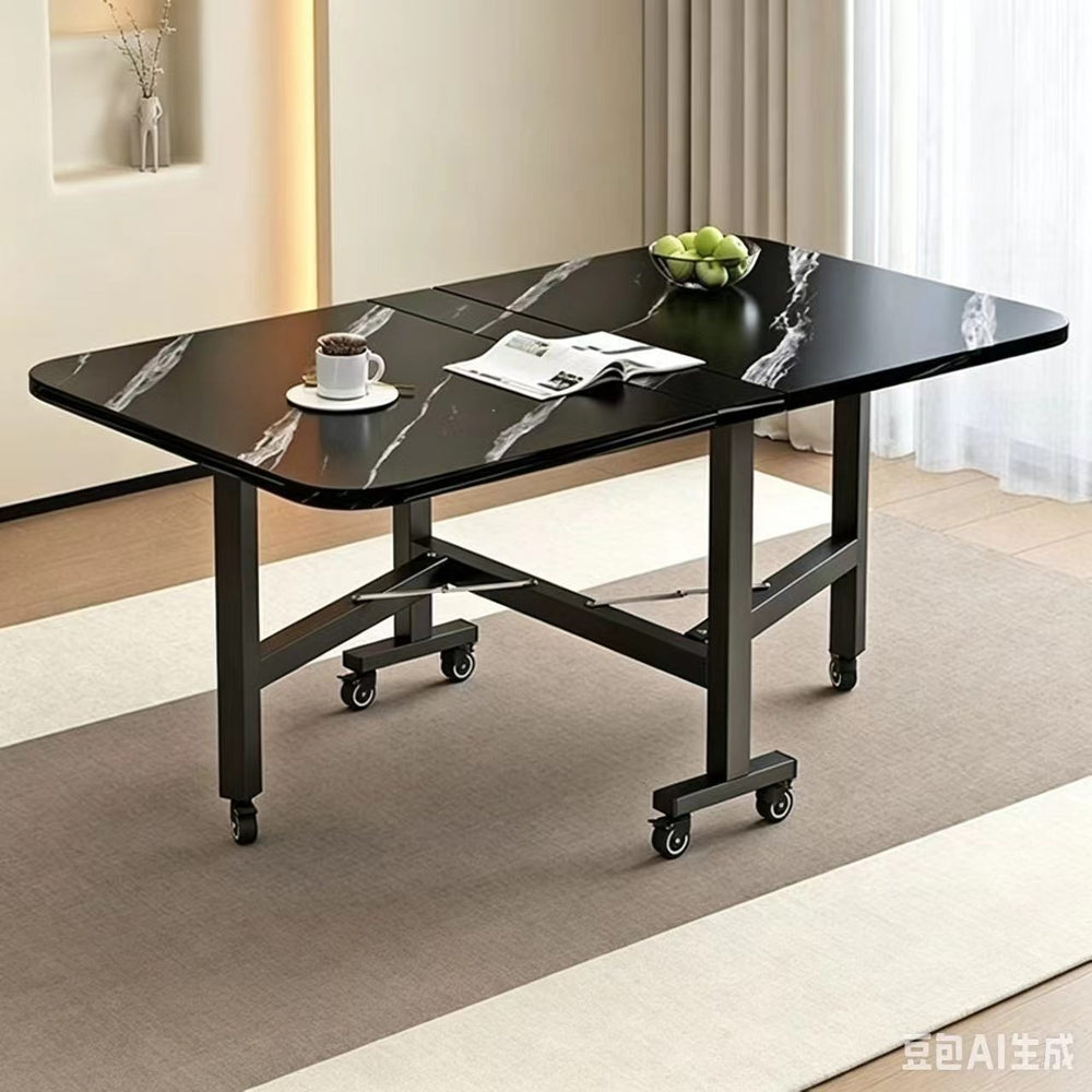 Foldable dining table, thickened rectangular desk, small apartment-friendly, no assembly required, portable, multi-functional, dual-purpose, easy-to-assemble table
