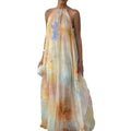 women's summer new arrivals: export-quality, cross-border fashion - elegant, loose-fit, printed halter neck tie-back dress