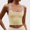 Fitness tops sling sexy spaghetti strap contrast colorfake two-piece halter sports intimates bra vest yoga clothes for women
