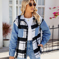 European and american style women's clothing cross-border e-commerce new arrival  independent website washed black and white plaid casual denim long sleeve jacket