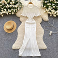 European and american style minimalist knitted dress - women's summer single-breasted hollow-out slimming design - light luxury elegant maxi dress