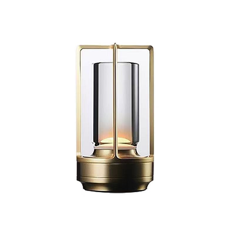 Luxury metal touch table lamp - bedroom bedside lamp, portable rechargeable bar & dining table lamp, camping atmosphere retro night light
