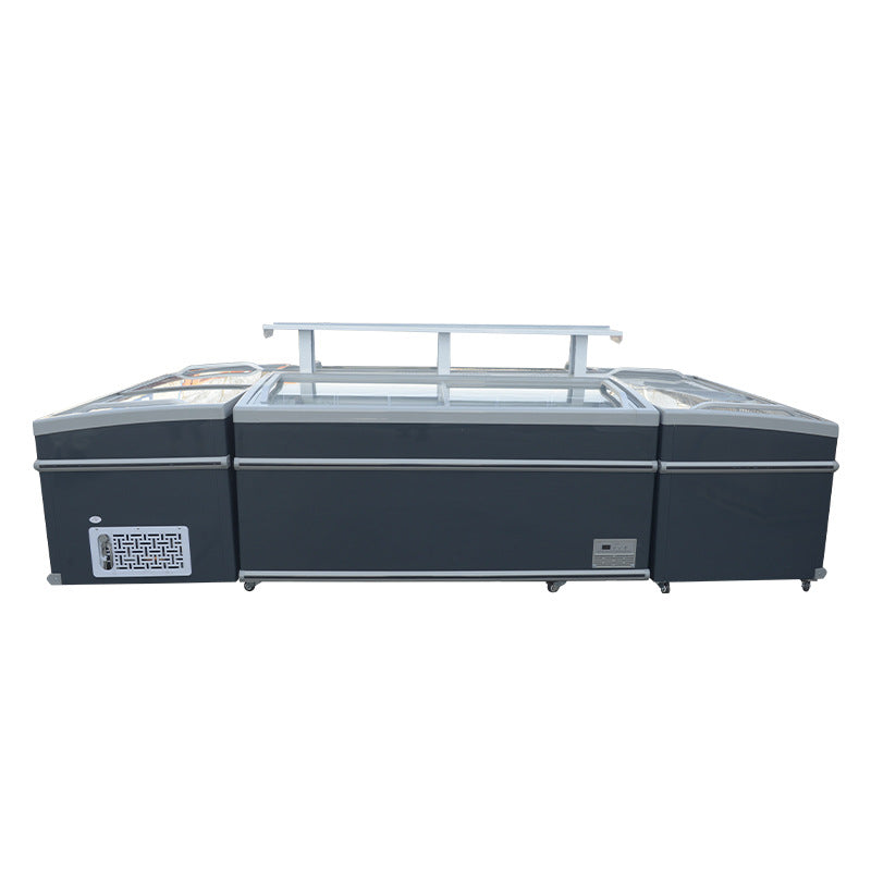 Supermarket freezer combo island display case, seafood & dumpling quick-freeze display cabinet, horizontal freezer combo island display case