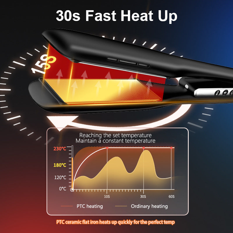 Cross-border new splint LCD temperature control wide hair straightener Negative ion straight plate clip Dormitory curling and straightening dual-purpose curling iron