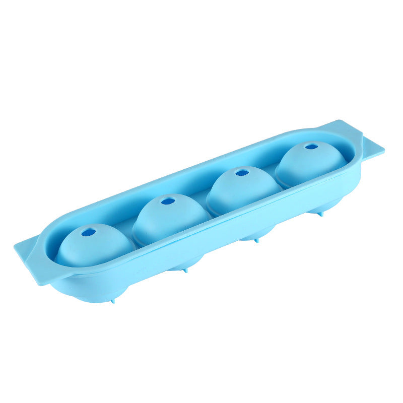 Four-sphere silicone ice cube tray with lid, round ice cube tray, silicone ice mold, round ice making box, creative ice maker
