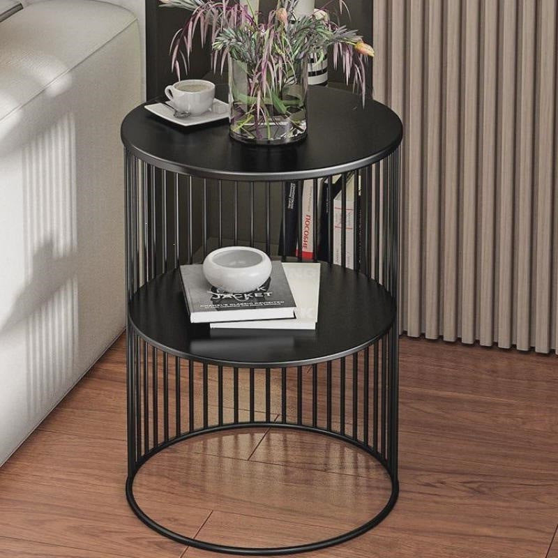 Sofa corner cabinet storage rack living room round table storage side table new scandinavian iron art light luxury side table small coffee table flower table