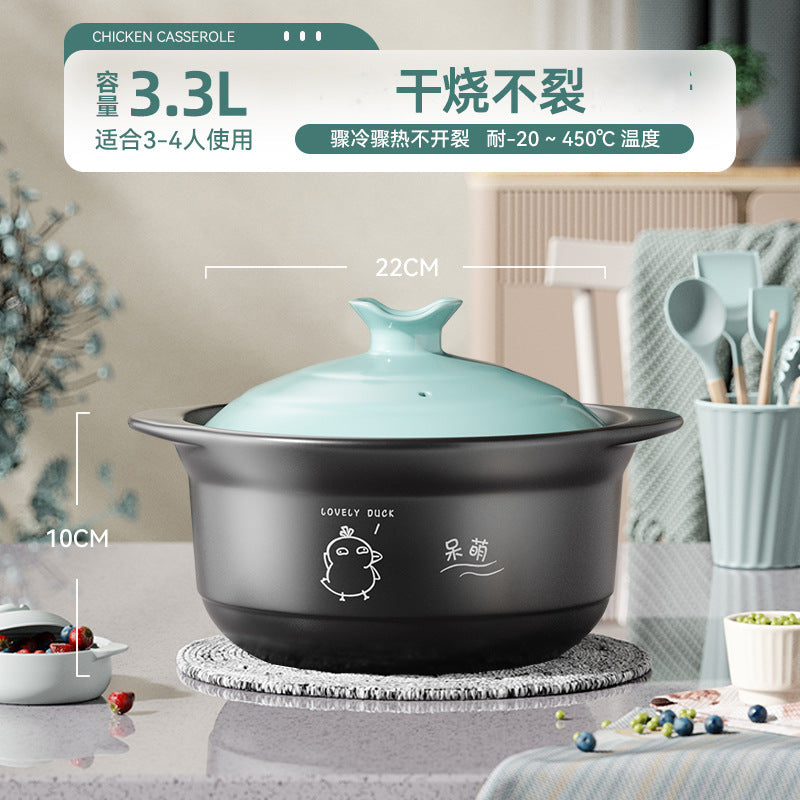 Casserole for home high temperature resistant dry burning without cracking soup stew ceramic small casserole gas stove special soup pot