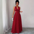 Red floral print cami dress - women's summer  new arrival - french chic sleeveless beach maxi dress for seaside vacations