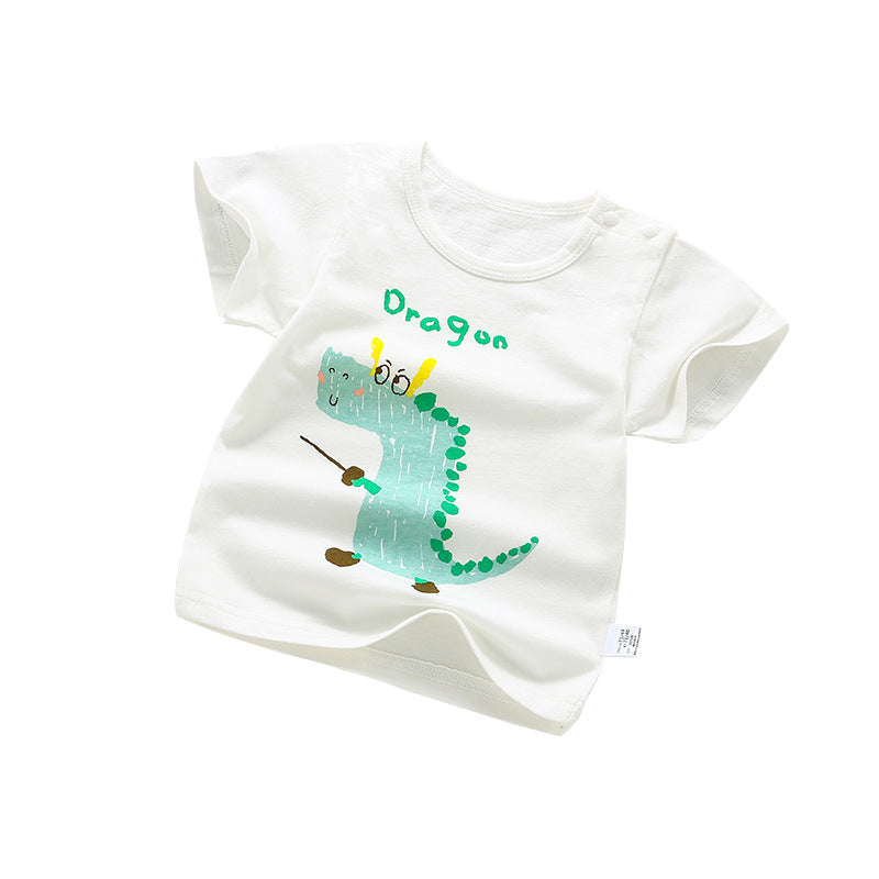 Wholesale baby short-sleeve t-shirts: 100% cotton crew neck printed tops for boys and girls - summer a-grade base layers