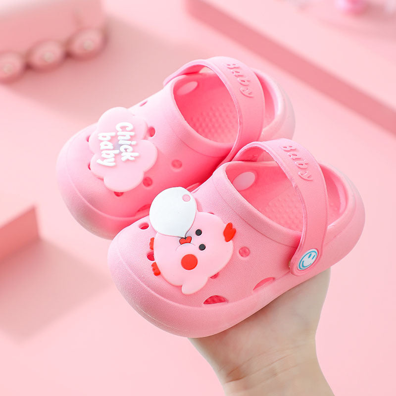 Kids slippers summer boys indoor non-slipfor home cartoon baby girl soft bottom toddler baotou sandals crocs shoes
