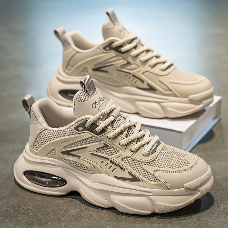 Spring breathable men's shoes 2026 new mesh sneakers athletic casual middle school student chunky sole dad shoes trendy men's footwear