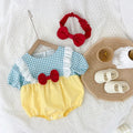 Infant & toddler summer outfit: korean style newborn cute princess short-sleeve romper bodysuit with headband - perfect for crawling season!