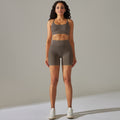 fashion seamless tight cross back sports intimates yoga suit running fitness shorts two-piece set
