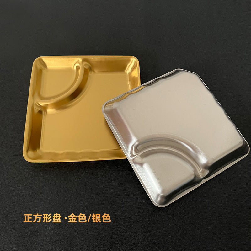 Creative stainless steel snack plate - gold divided fries tray - dumpling plate - commercial grade for bars, ktvs, and restaurants