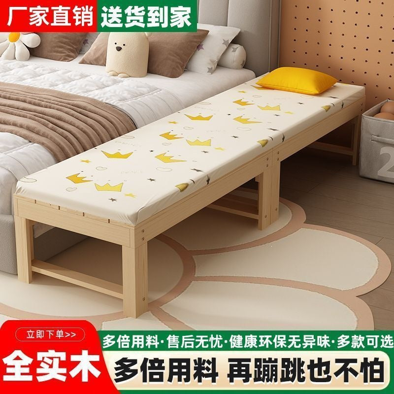 Solid wood spliced bed, queen size, extra wide side bed with guardrail, home baby crib, boy girl baby children's bed