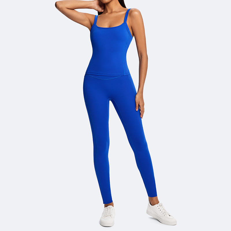 European and american new eco-friendly fabric racerback sports bra women's yoga top high-impact shockproof running yoga vest