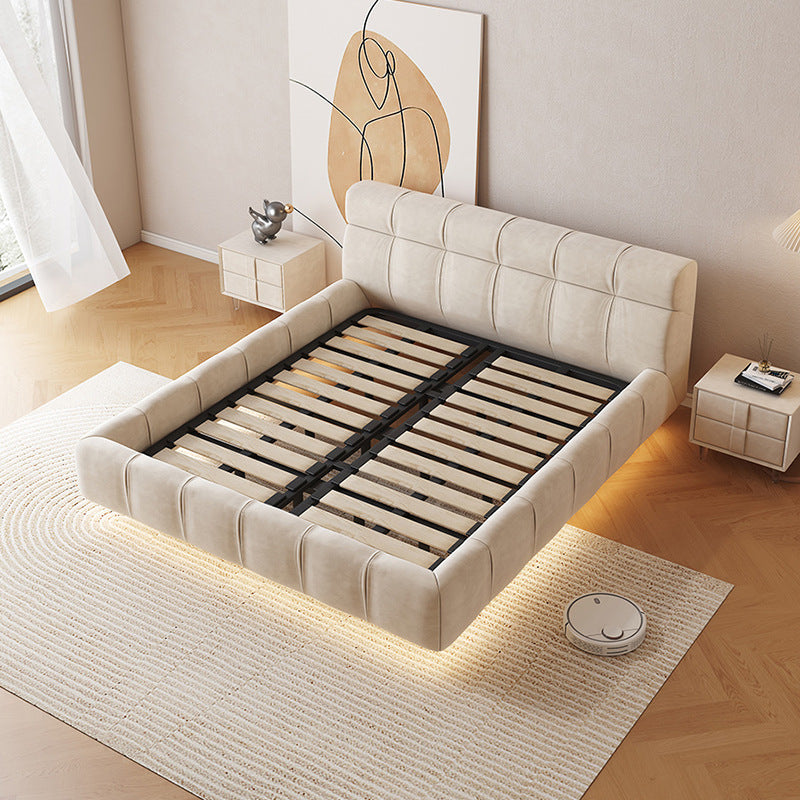 Foshan factory personalized bedroom furniture technology cloth puff bed italian suspended bed double fabric bed wabi-sabi style