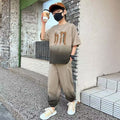 Boys' summer short-sleeve and pants set,  new style, mid-to-large children's activewear, kids' summer lightweight two-piece outfit