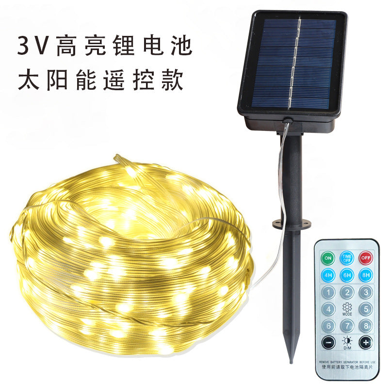 LED solar leather wire light string 24v courtyard street lighting waterproof enlarged led solar leather copper wire light string