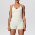 Sexy backless strappy activewear set - cloud-soft, quick-dry, compression yoga outfit with high-waisted, butt-lifting design for outdoor running and fitness