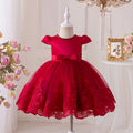new product flying sleeves beaded first birthday dress embroidered bows fluffy trailing skirt flower children's clothing catwalk performance costume