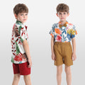 children's clothing boys' shirts spring and summer beach style floral shirt short-sleeved suit vacation summer floral shirt boys