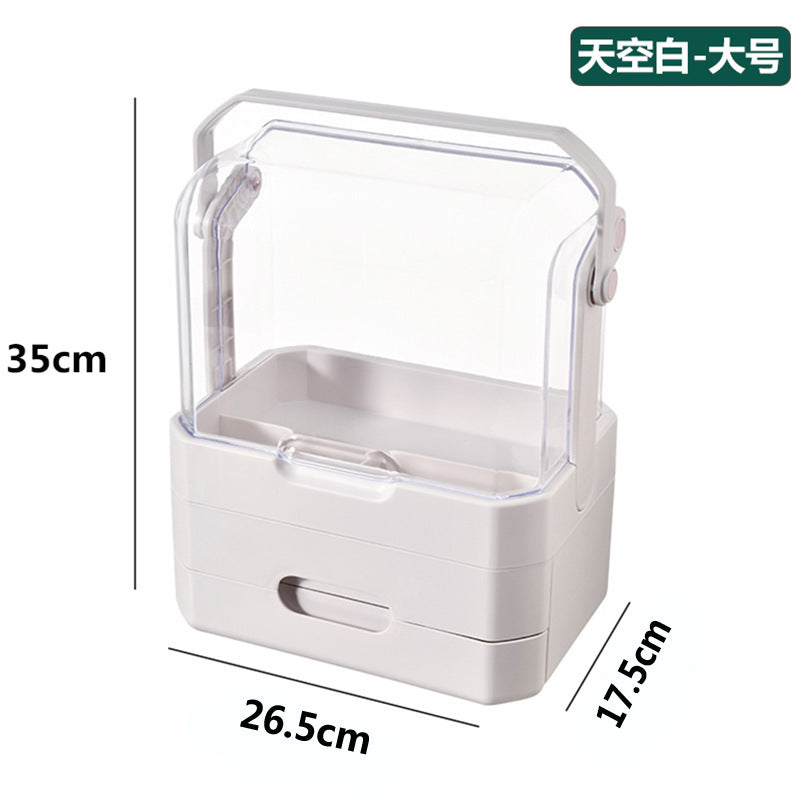 Luxury transparent dustproof cosmetic organizer - large capacity drawer-style storage box for skincare, lipstick, and jewelry