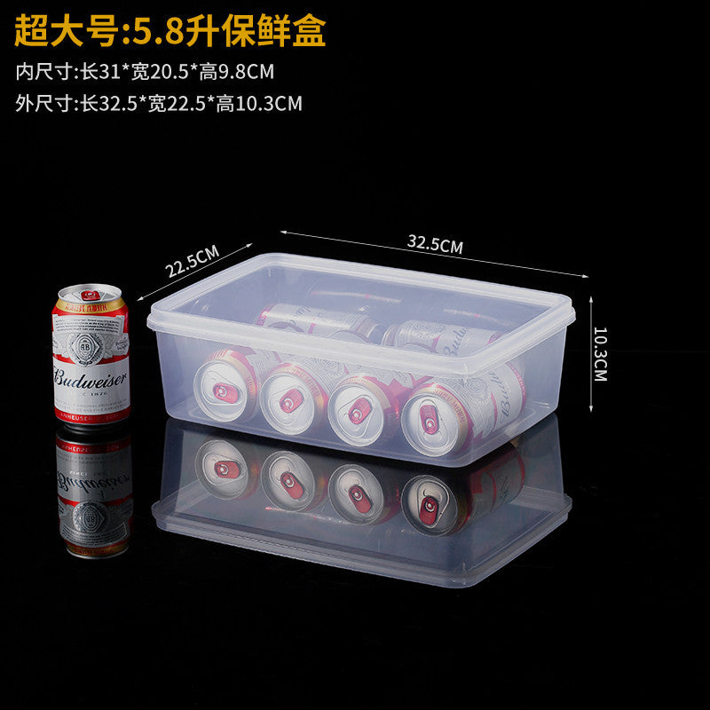 Rectangle transparent crisper food grade sealed box with lid refrigerator storage box kitchen plastic box lunch box wholesale