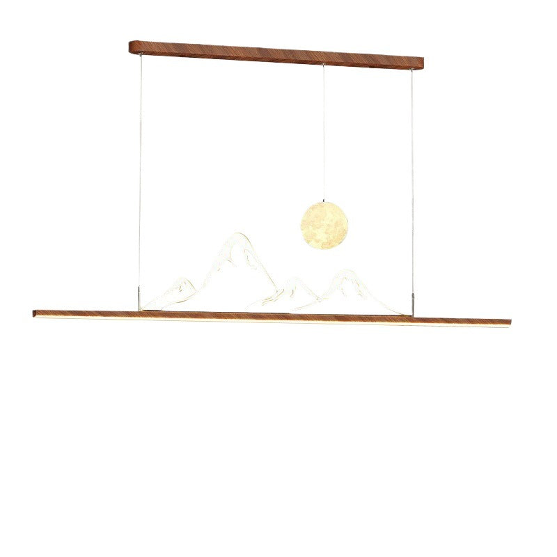 Walnut color Zhongshan lamps, antique restaurant chandelier, wabi-sandy wind, advanced sense, retro dining table, tea room one-word lamp