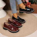 Exportplus size thick heel small leather shoes new arrivalexportbritish style thick sole slip-on casual loafers for women wholesale