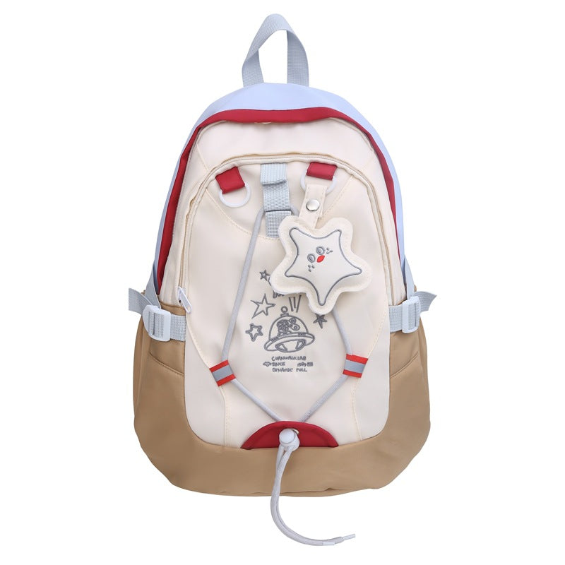 School bag female college student 2023 new large-capacity Korean version versatile contrasting backpack junior high school student high school backpack