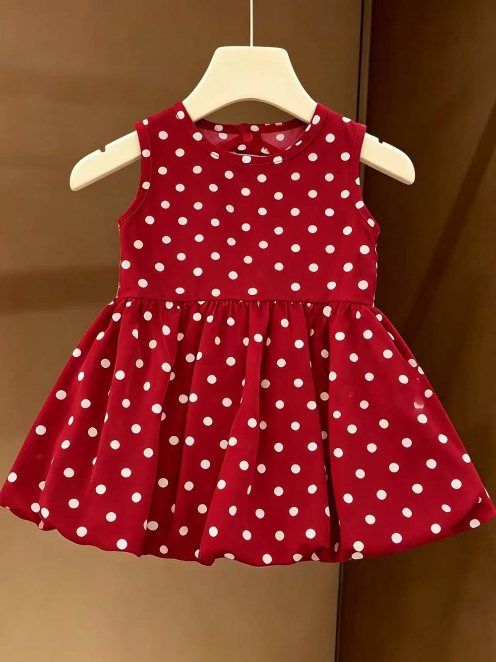 Infant & toddler princess dress - red polka dot sleeveless girl's dress - summer baby 100-day celebration photo shoot princess gown