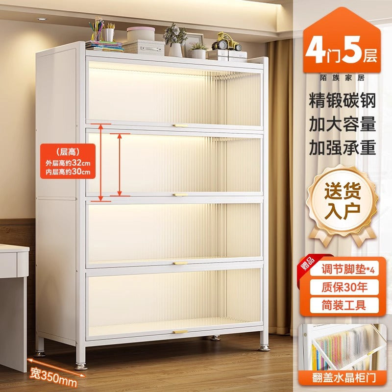 Steel dust-proof bookcase for home door multi-layer entrance cabinet large-capacity storage cabinet entrance flip-up door multi-layer storage