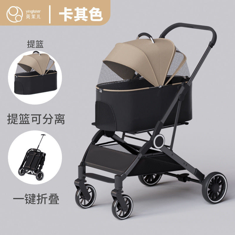 Pet stroller for cats and dogs - lightweight, foldable, and portable for teacup poodles, toy pomeranians, chihuahuas, yorkshire terriers, and bichons