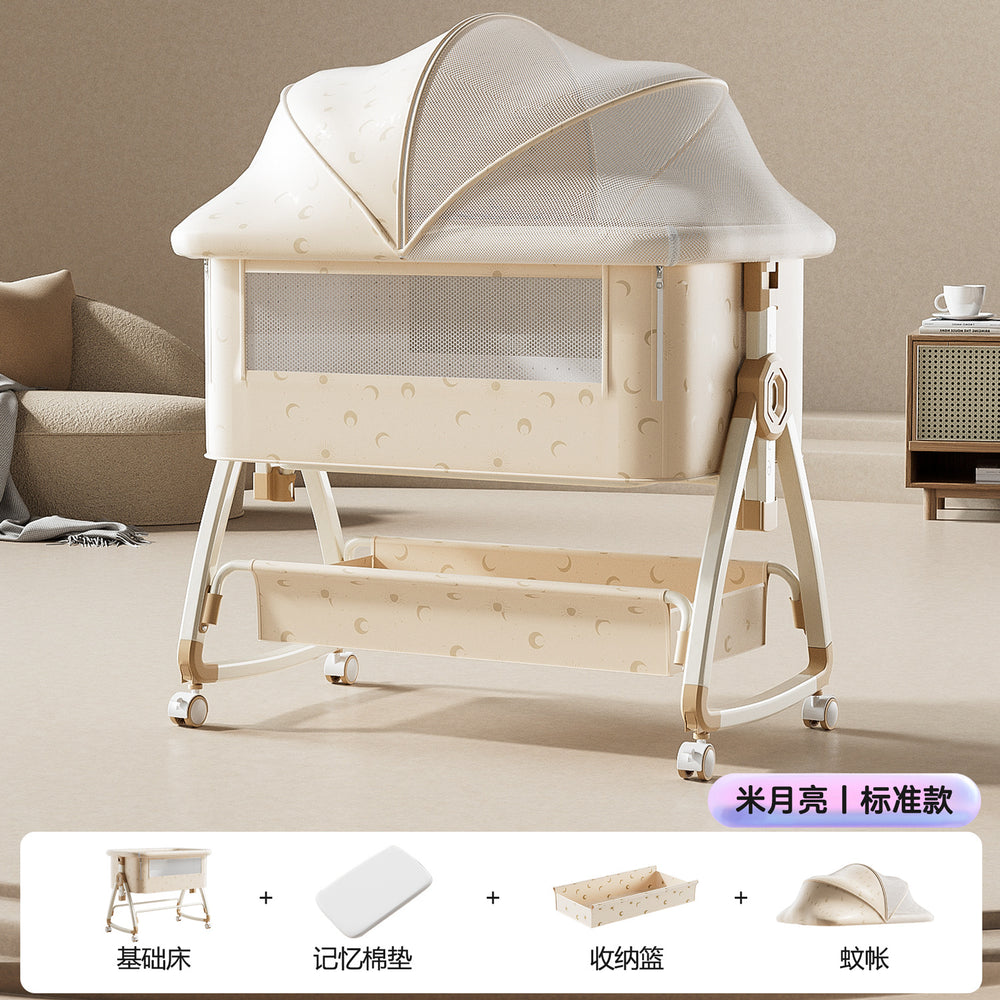 Baby crib convertible bassinet portable 2-in-1 foldable multifunctional baby bed newborn splice large bed