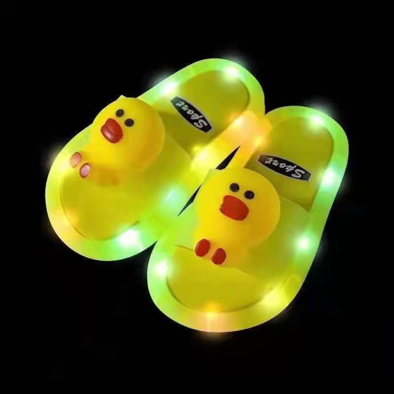 Kids' light-up jelly slippers - cute cartoon smiley face, indoor/outdoor one-strap sandals, comfortable & non-slip, wholesale