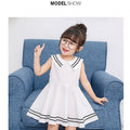 Summer new girls' clothing: stylish navy collar lace-trimmed dress for girls and young children - school uniform style - dropshipping available