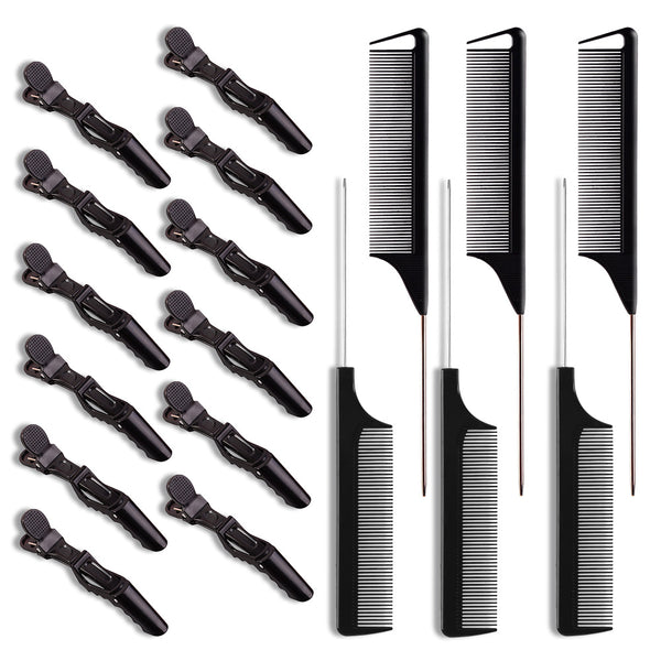 鳄鱼夹美发梳美发工具套装发廊染发夹子理发用品跨境套装18pcs