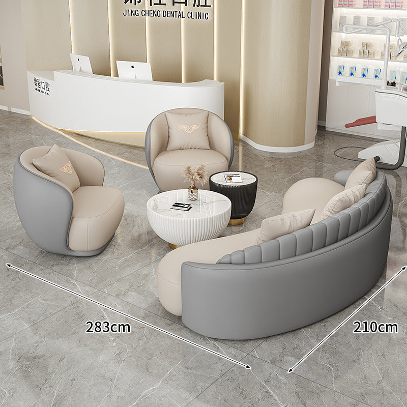 Cream style normcore slate leather corner table modern living room round small apartment size round coffee table sofa combination