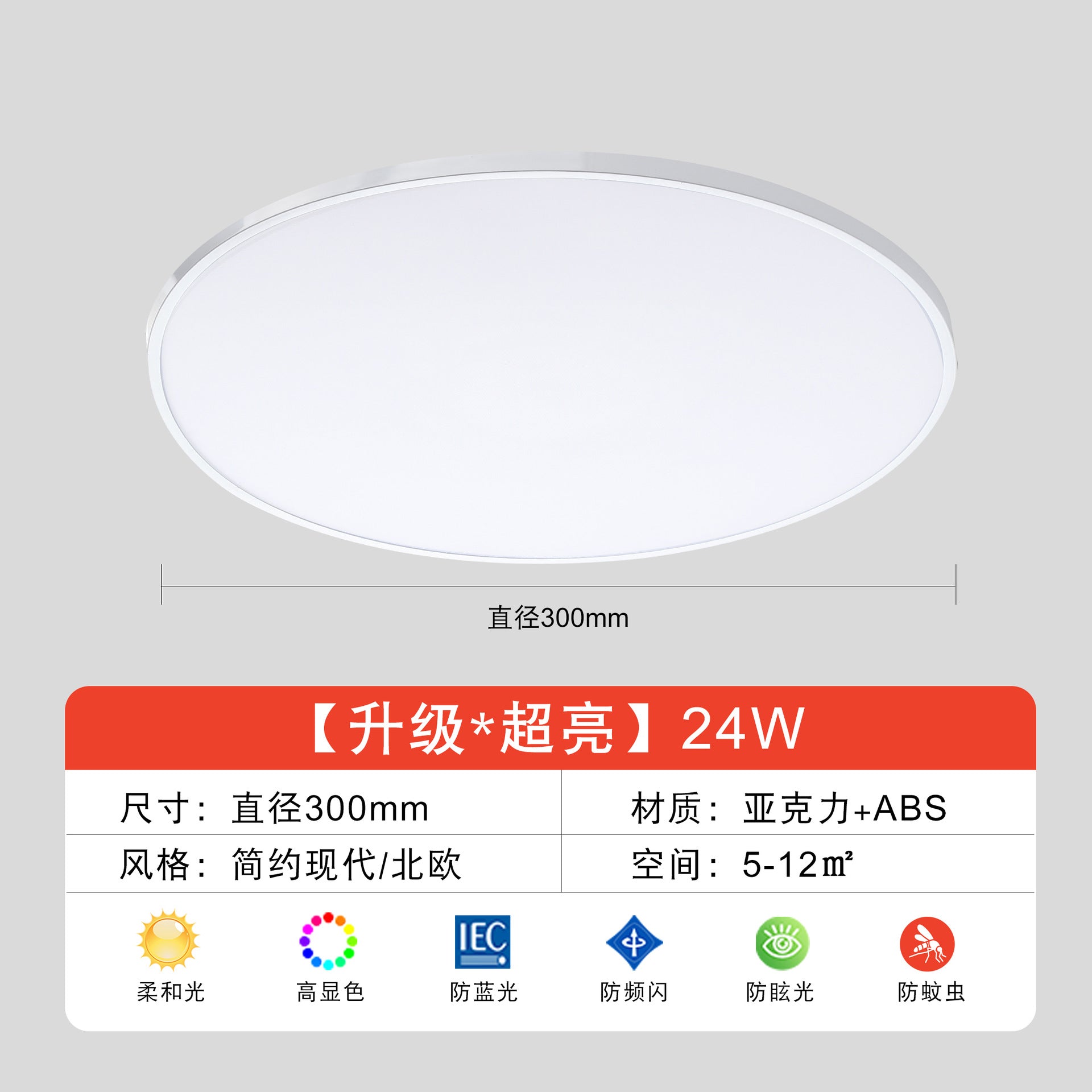 Zhongshan lamps led ceiling lamp home improvement lamps modern simple study lamp ultra-thin three-proof full spectrum eye protection lamp