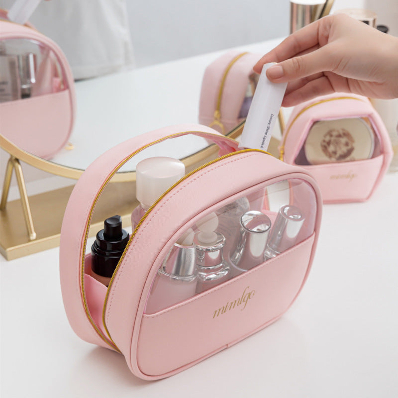 PU leather waterproof transparent makeup toilet bag set travel cosmetics sorting storage bag portable portable storage bag