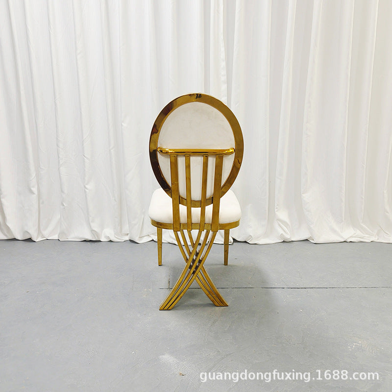 Creative Wedding Table Chair Stainless Steel Stool Banquet Hotel VIP Chair Meeting Soft Package Dining Chair Hotel Restaurant Chair