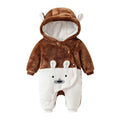 Autumn and winter baby onesie, double-layered and thickened, hooded bear design, baby romper, trendy instagram-style crawler suit, 6-month children's clothing wholesale