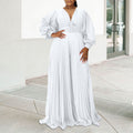C8603 european and american plus size women's clothing  autumn/winter new long sleeve beaded sexy wide leg pleated african jumpsuit