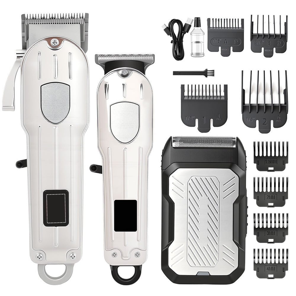 three-in-one multifunctional hairdressing device lcd digital display oil head trimmer for home hairdressing engraving sub-mother machine suit