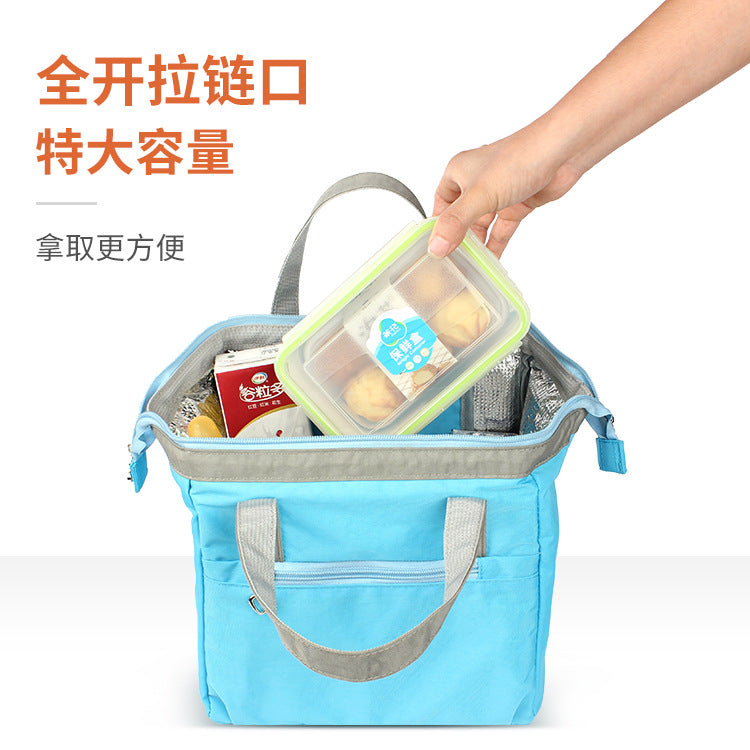 Customized printed logo portable thermal insulation bag aluminum foil thickened hand carry bento bag lunch box bag office workers custom