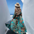 Aliexpress new arrival: off-the-shoulder long sleeve bandeau printed maxi dress