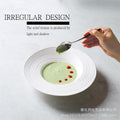 Modern minimalist art style ceramic soup plate - creative linear pattern pure white large dessert/sauce plate for restaurants and hotels